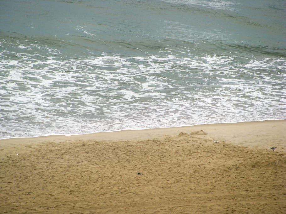 beach, sand, shore, sea, water, land, wave, motion, sport, aquatic sport HD wallpaper