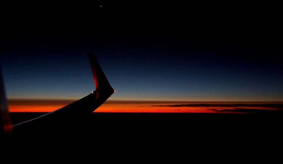 flight, aircraft, fly, sky, night, aircraft wing, night sky HD wallpaper