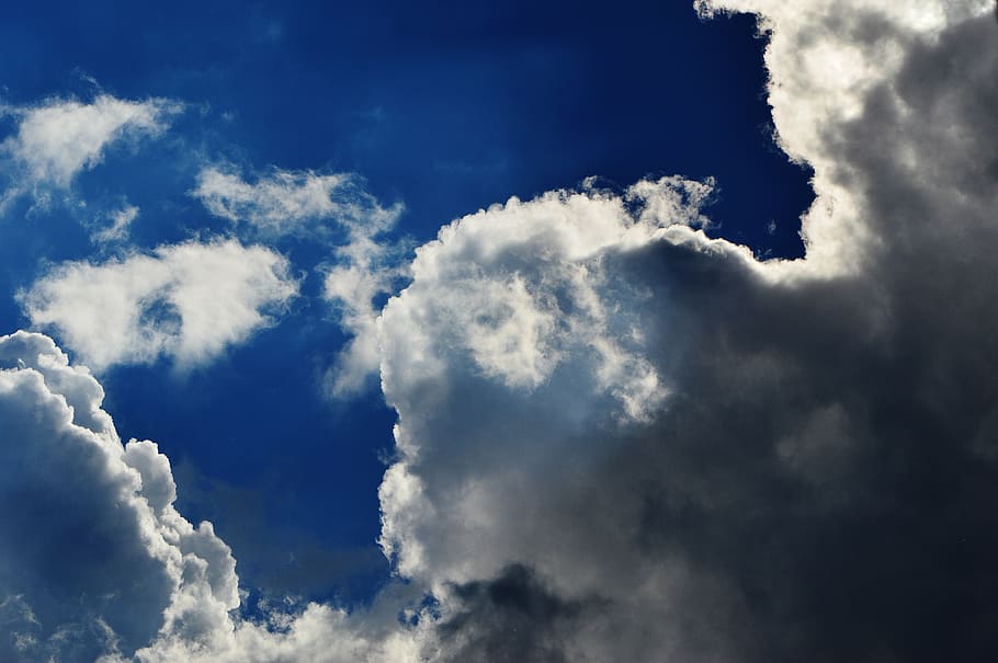 clouds, sky, white, blue, cloud - sky, cloudscape, atmosphere HD wallpaper