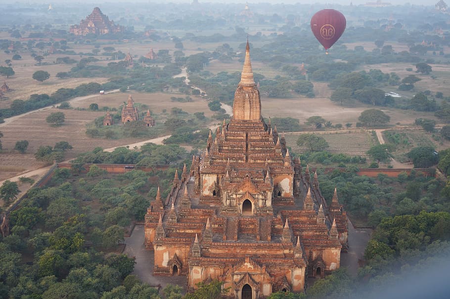 Burma, Temple, Balloon, ancient, architecture, religion, history HD wallpaper