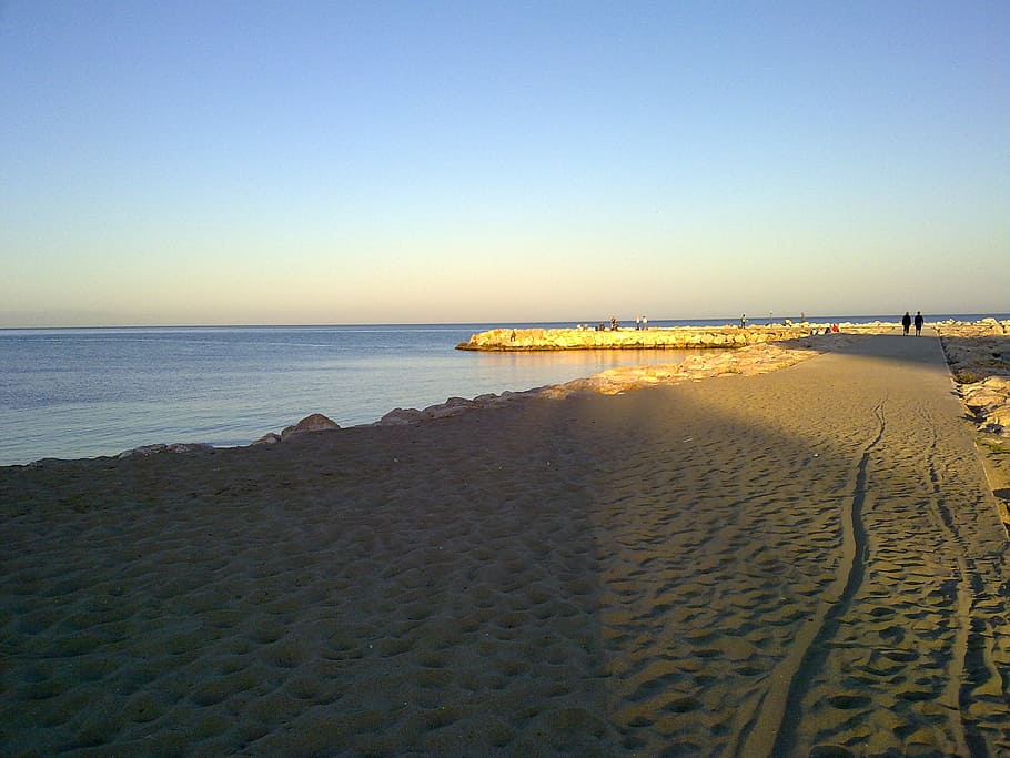 sand, port, malaga, fuengirola, rock, breakwater, beach, brand, HD wallpaper