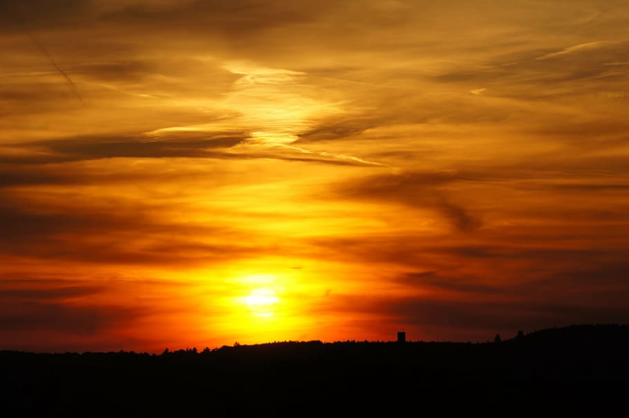 sunset, nature, dusk, sky, orange Color, sunrise - Dawn, outdoors HD wallpaper