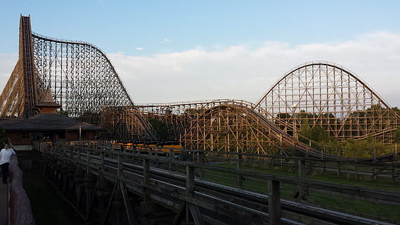 theme park, roller coaster, ride, fun, speed, pleasure-ground HD wallpaper