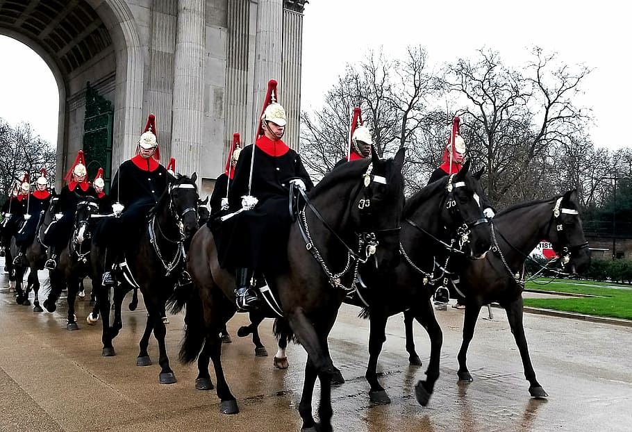 Guard, Horses, Military, Formation, in formation, uniform, honor guard, HD wallpaper