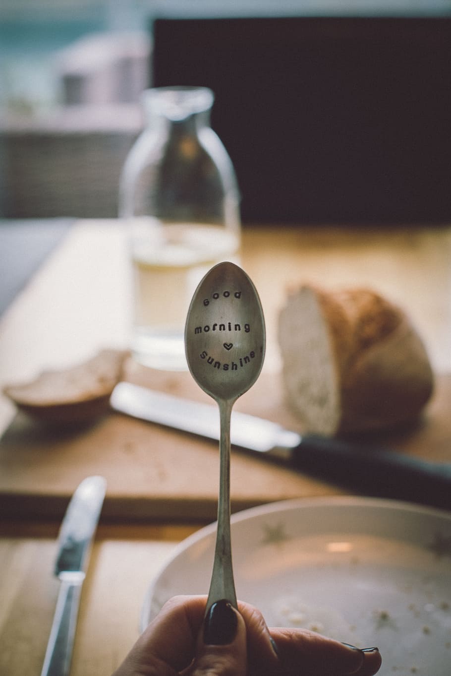 spoon, bread, knife, breakfast, lunch, dinner, food and drink HD wallpaper