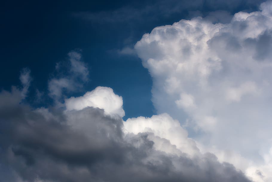 white clouds, cumulus, sky, heaven, air, above, weather, sunlight HD wallpaper