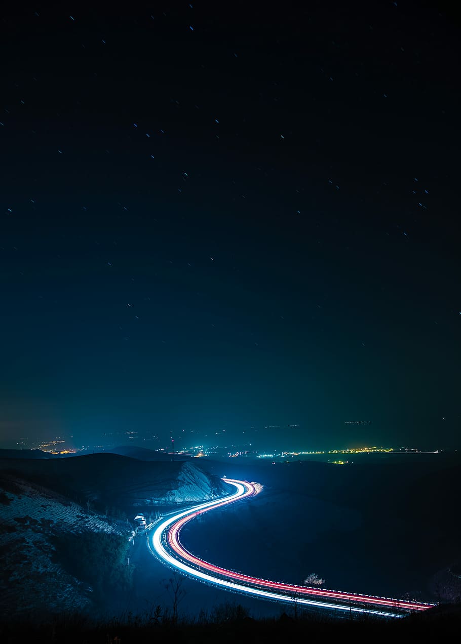 HD wallpaper: Curve Road, time lapse photo on road, nightscape, nightshoot  | Wallpaper Flare