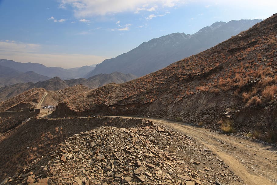 brown soil, afghanistan, remote, road, hills, mountains, rocks