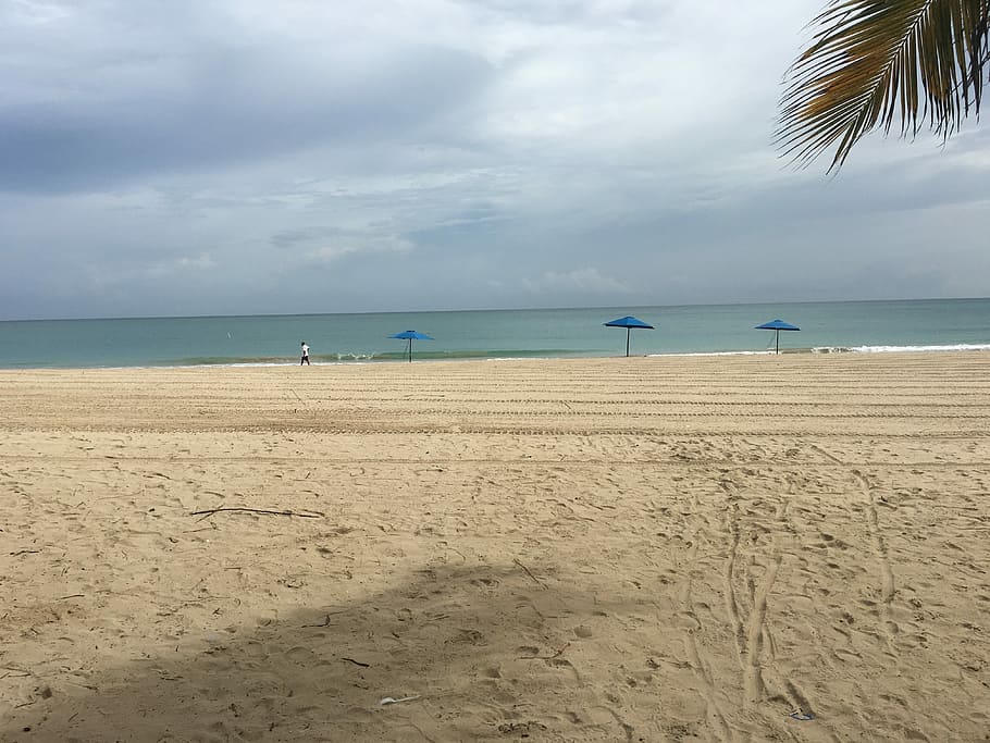 Beach, Umbrella, Sand, Sea, Vacation, sunny, tourism, rest HD wallpaper