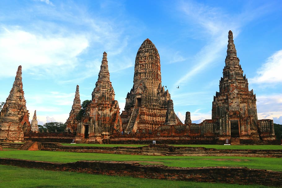 ancient temple, old temple, ayudhya, historical site, heritage HD wallpaper
