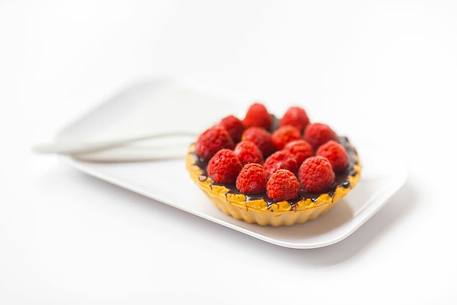strawberry cake, fruit, food, raspberry, red, berry Fruit, freshness, HD wallpaper