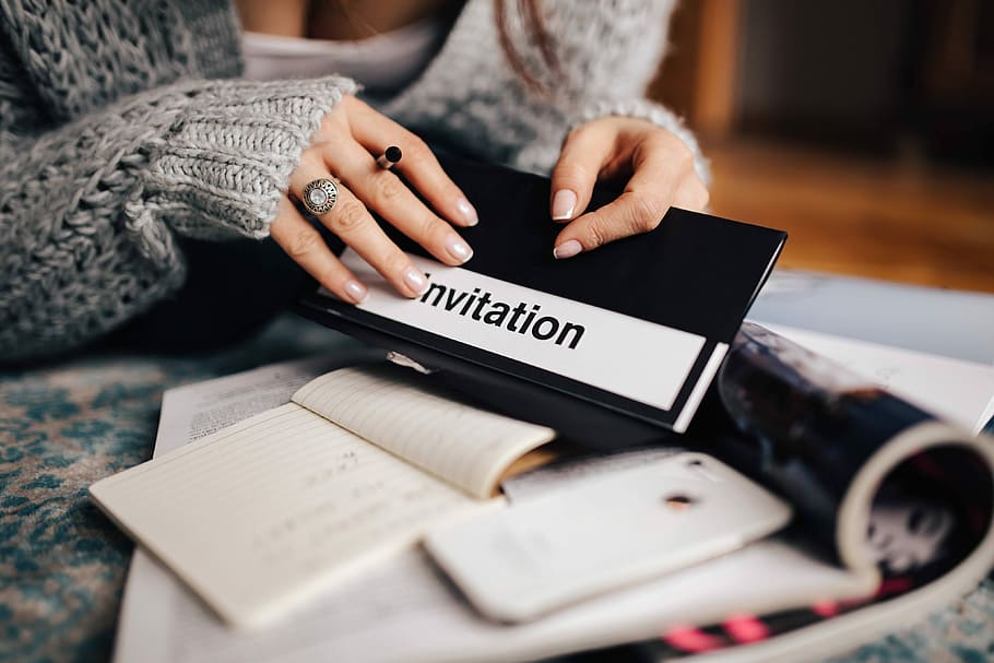 Woman preparing invitations, notebook, hands, plan, writing, women HD wallpaper