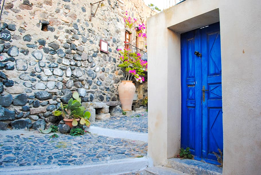 island, santorini, vacation, greece, travel, summer, greek, HD wallpaper