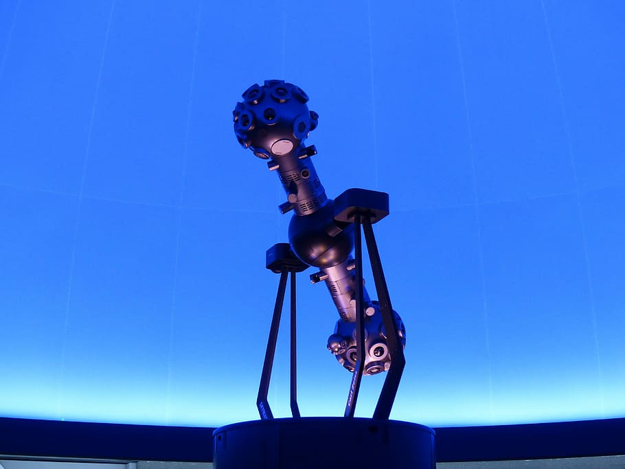 star projector, planetarium, machine, futuristic, blue, bright HD wallpaper