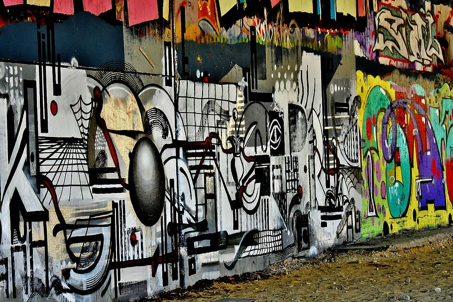 wall full of graffiti, lost places, spirit station, disused railway station, HD wallpaper
