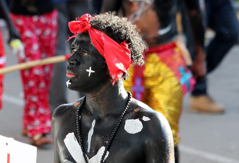 guy, man, black guy, carnival, holiday, masquerade, bandana, HD wallpaper