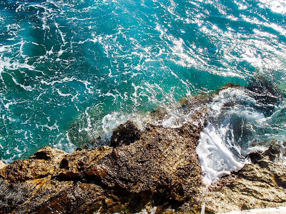 aerial photo of sea near the rock formation, travel, adriatic sea, HD wallpaper