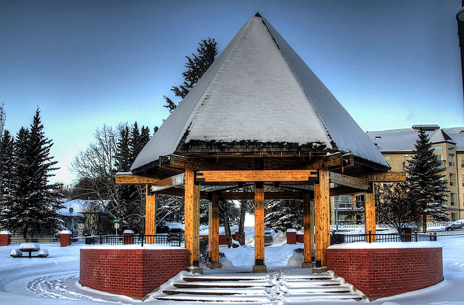 Canada, Pavilion, Clouds, Winter, sky, snow, ice, nature, outside HD wallpaper