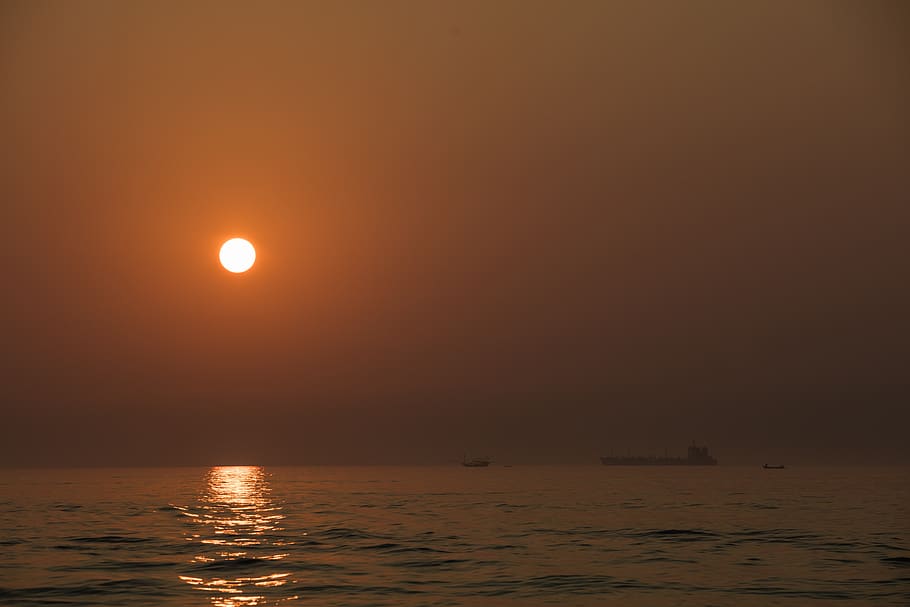 night, sea, sun, sunset, water, sky, beauty in nature, scenics - nature HD wallpaper