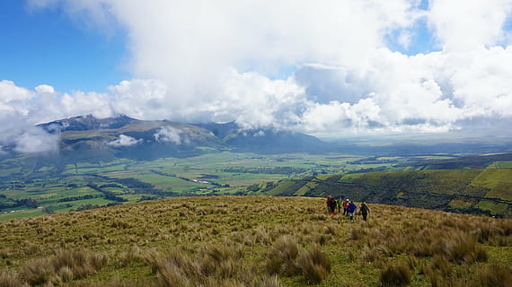group of people climbing mountain, ecuador, paramo, pasochoa HD wallpaper