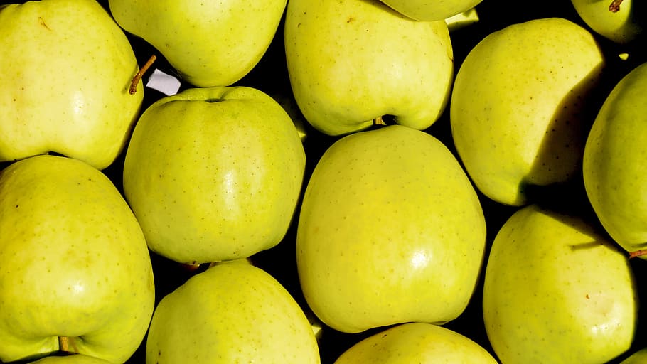 fruit, green, green apple, food, freshness, organic, ripe, healthy Eating HD wallpaper
