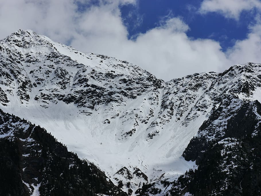 mountains, snow, blue, white, nature, clouds südtirol, cold temperature HD wallpaper