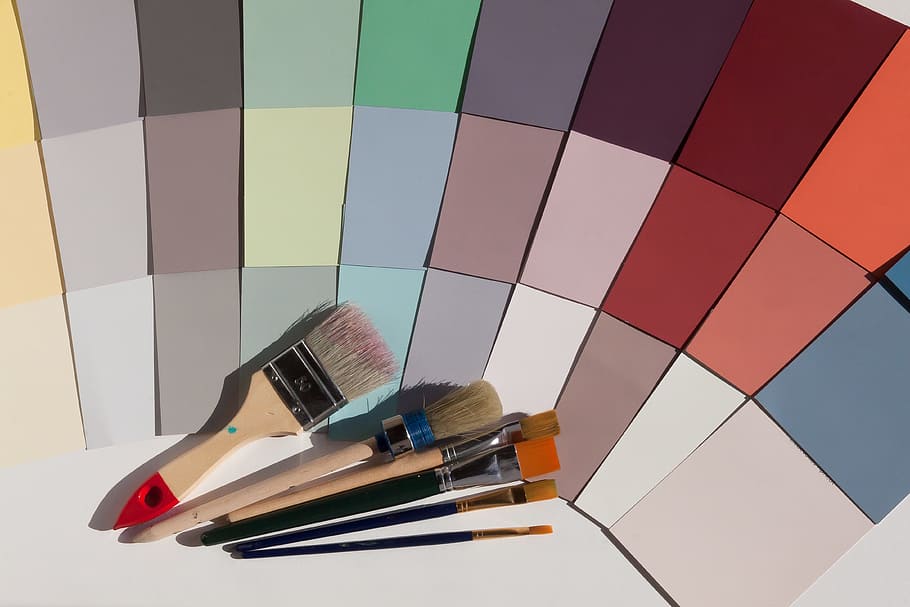 six assorted paintbrush on white surface, sizes, paint brushes HD wallpaper