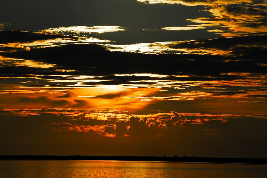 sunset, golden, clouds, sky, evening, light, cloud - sky, scenics - nature HD wallpaper