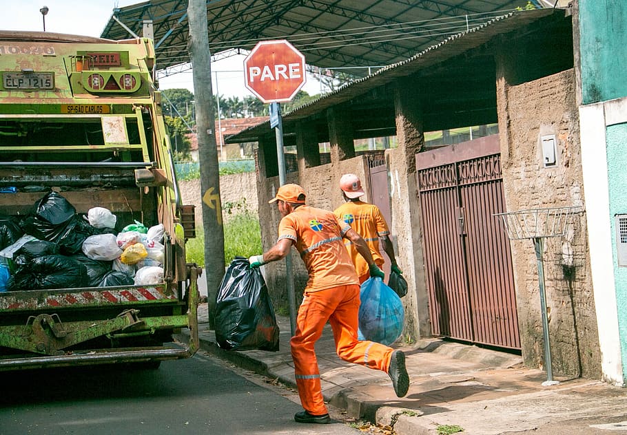 Trash, Street-Sweeper, Collection, two people, full length HD wallpaper