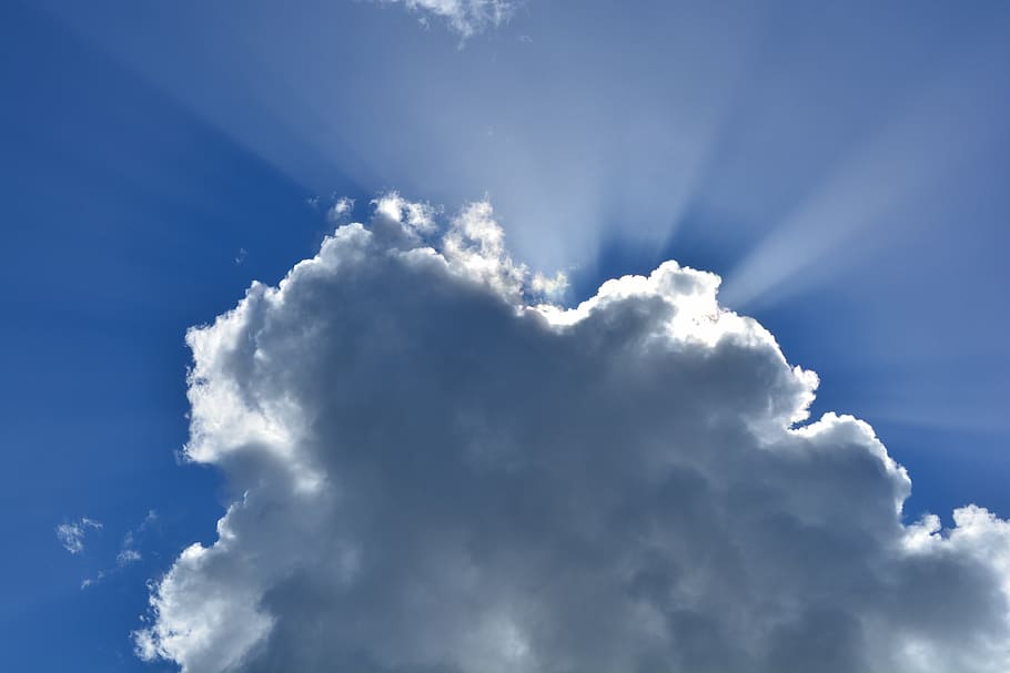 low angle photography of white sky, blue, clouds, infinity HD wallpaper