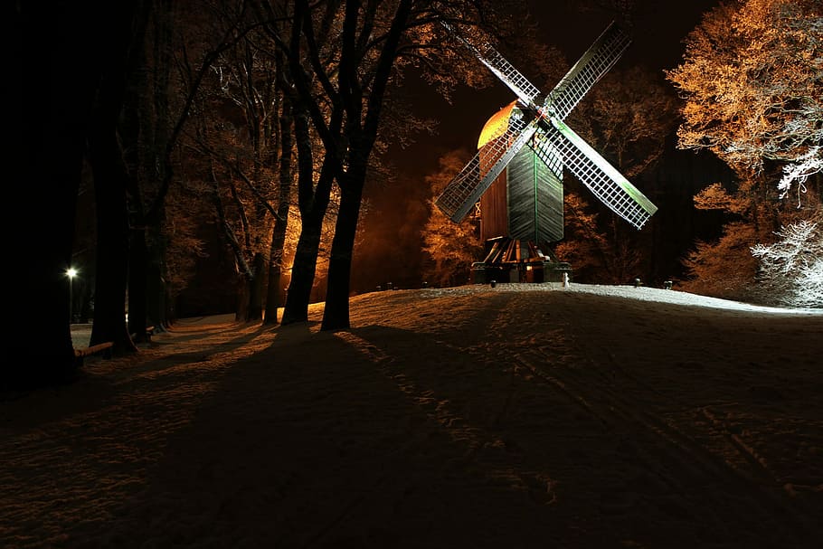 Winter, Mill, Mood, Cold, Windmill, flour, snow, wintry, christmas HD wallpaper