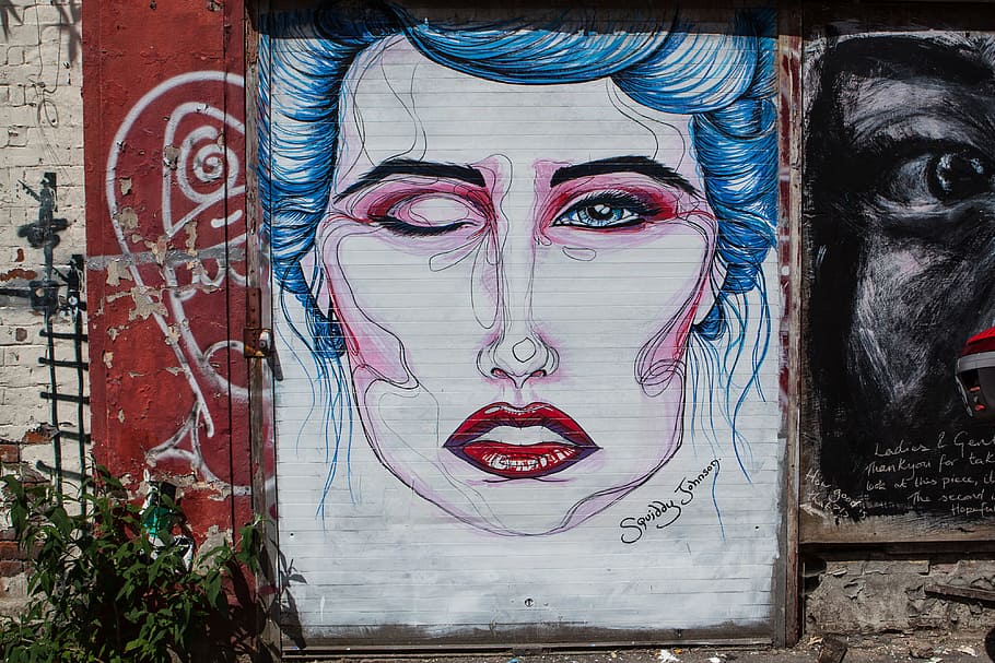 Street art photo of a person’s face, image captured in East London with a Canon DSLR, HD wallpaper