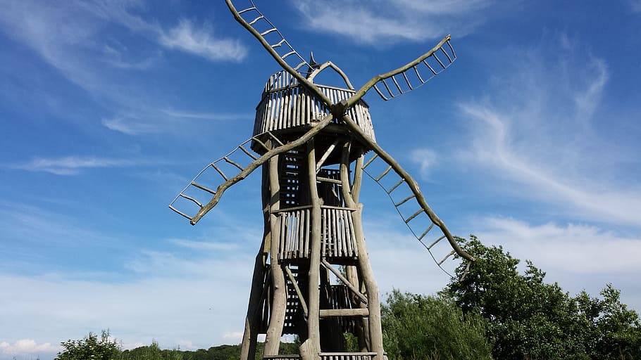 windmill, sky, wind mill, art, renewable energy, alternative energy HD wallpaper
