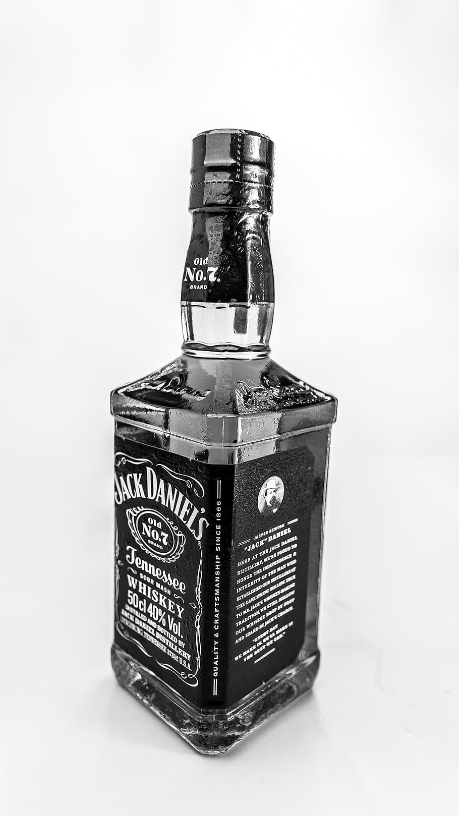 Jack Daniel's glass bottle, alcohol, whisky, product, drink, beverage