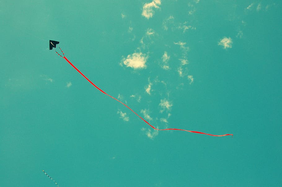 Kite, Red, Tail, Flight, High, sky, water, swimming pool, day HD wallpaper