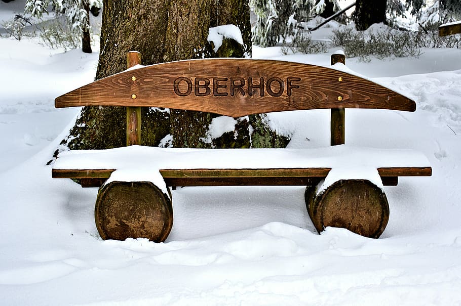 Snow, Mountains, Oberhof, thuringia germany, bank, raststätte HD wallpaper