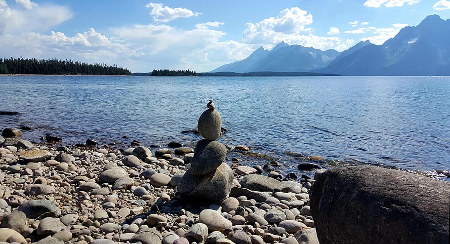 rocks, marker, stone, nature, landscape, water, travel, shore HD wallpaper