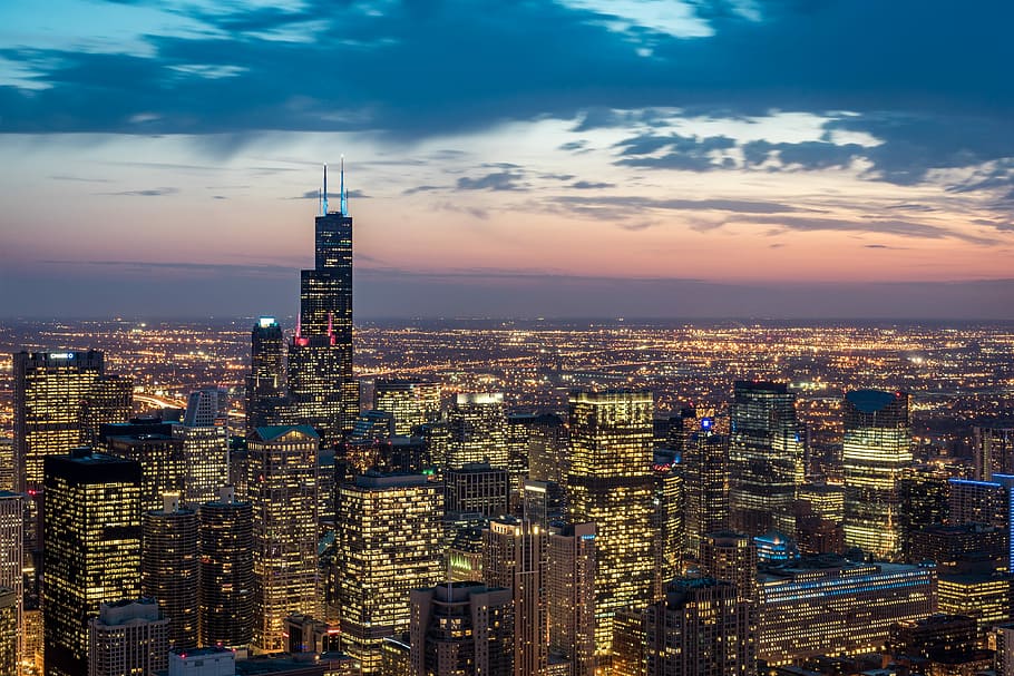 cityscape photo of Chicago Skyline, tower, architecture, skyscraper HD wallpaper