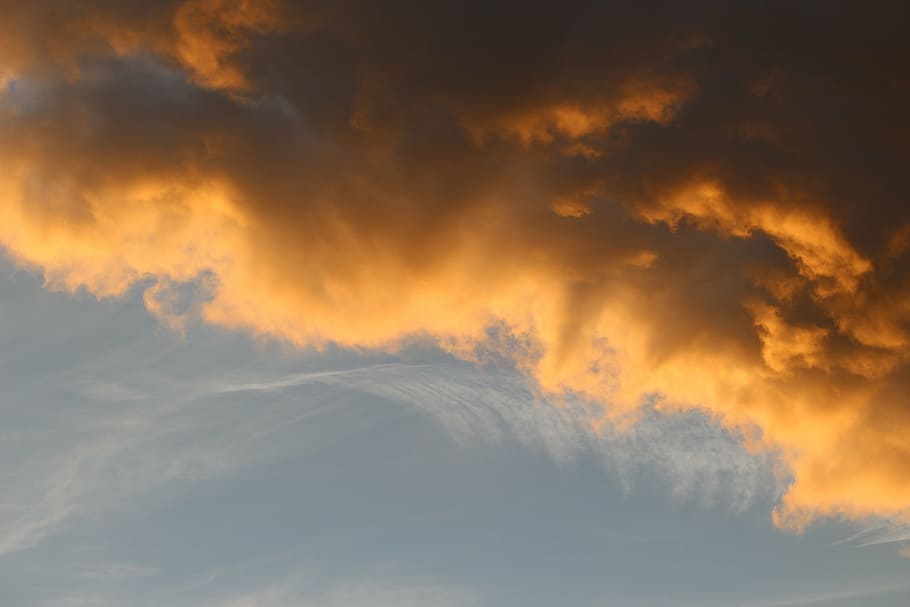 clouds, forward, evening sky, sunset, thunderstorm, abendstimmung HD wallpaper