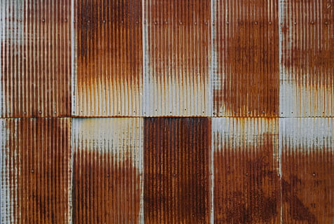 galvanize iron sheets, brown steel surface, corrugated, old, worn HD wallpaper