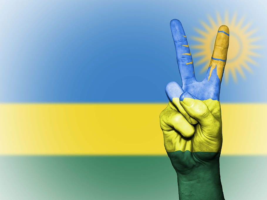 rwanda, peace, hand, nation, background, banner, colors, country, HD wallpaper