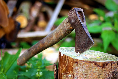 axe, old, lumberjack, blade, background, chop, hatchet, block HD wallpaper
