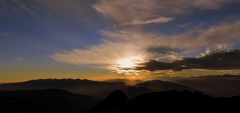 sunset, mountain, carega, sky, cloud, italy, twilight, nature HD wallpaper