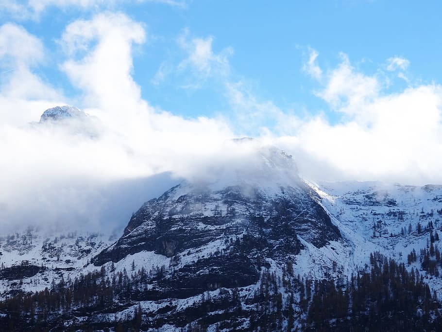 aerial view of tundra mountain, photography of snow capped mountain during daytime HD wallpaper
