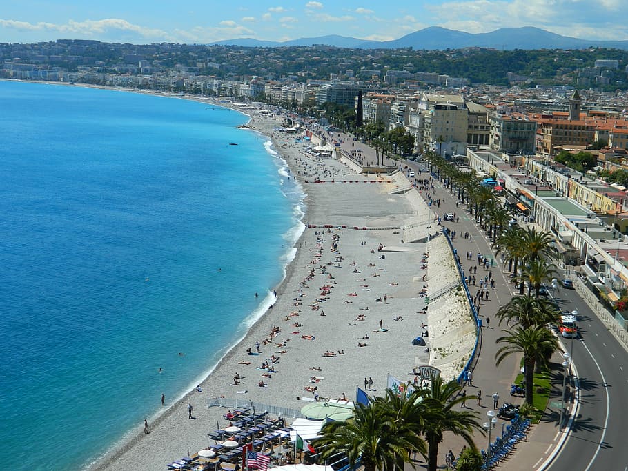 cote, d' azurre, view, high angle view, sea, water, architecture HD wallpaper