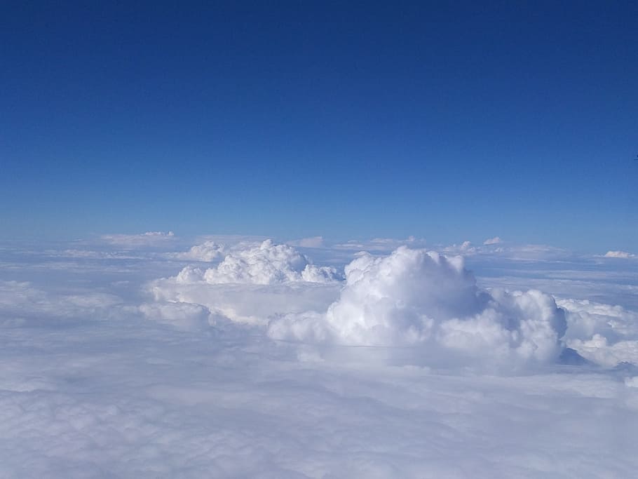 Clouds, Air, View, Nature, sky, blue, white, weather, cloudy HD wallpaper