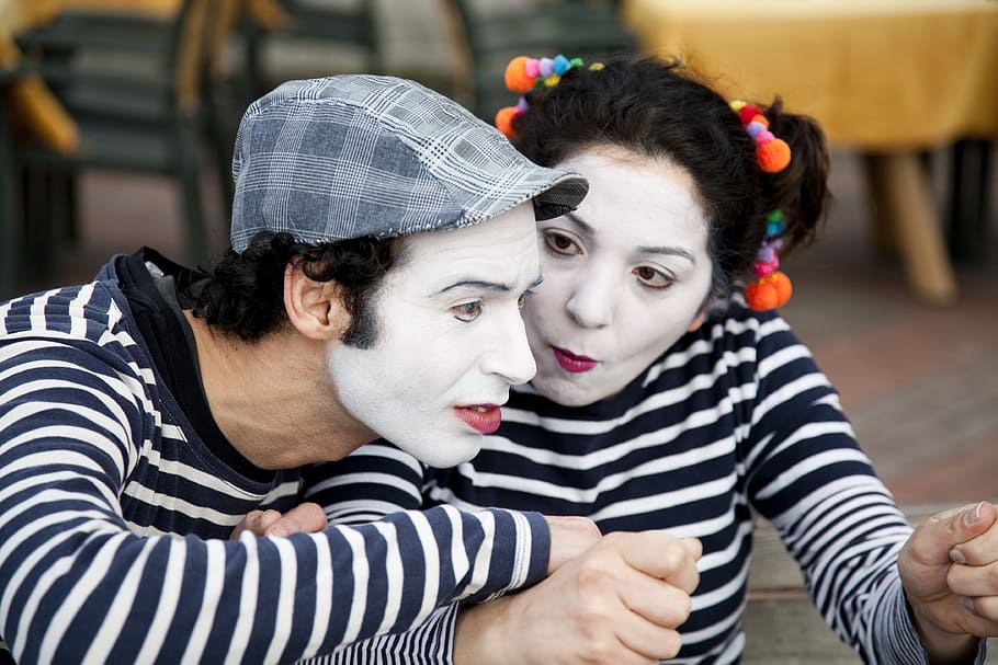 Pantomime, Art, Show, Human, Street, striped, two people, togetherness