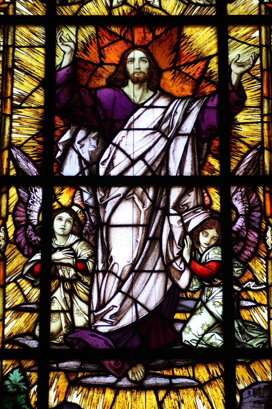 jesus, resurrection, church window, mary rosenberg, faith, stained glass, HD wallpaper