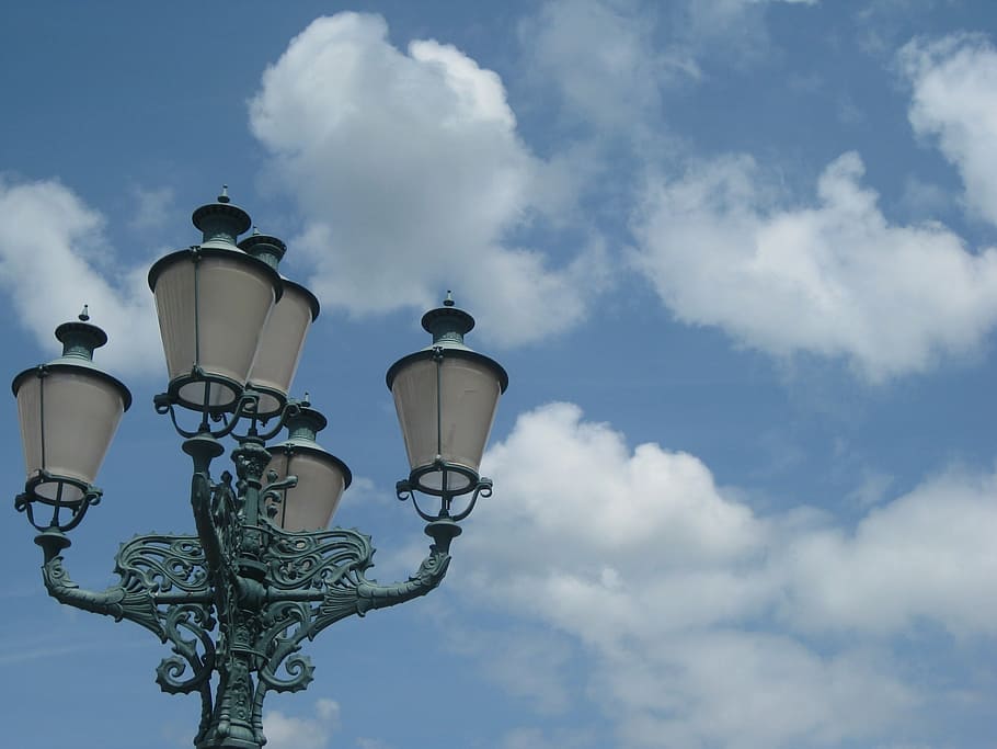 sky, clouds, lantern, blue, cloud - sky, lighting equipment HD wallpaper