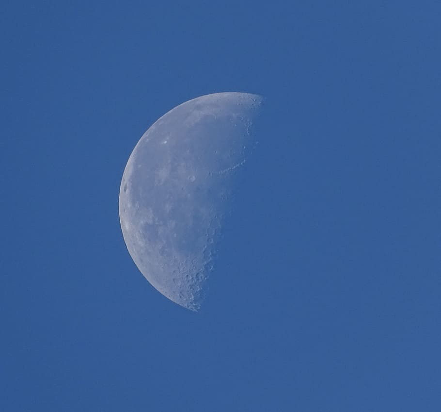 moon, sky, blue sky, low angle view, copy space, clear sky HD wallpaper